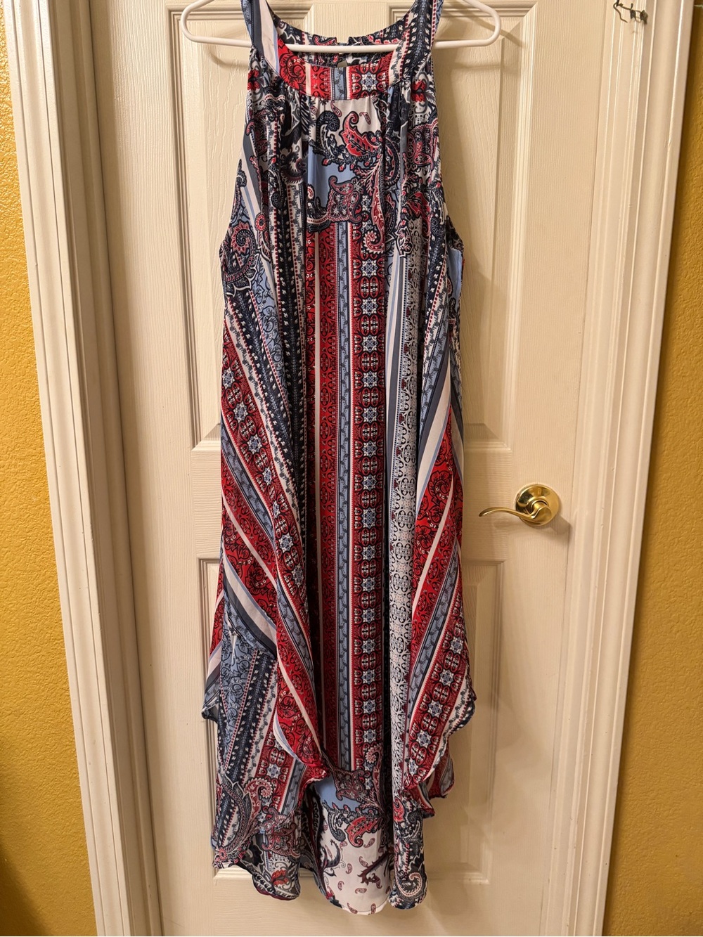 Avenue Navy, Light Blue & Red Paisley Tank Top